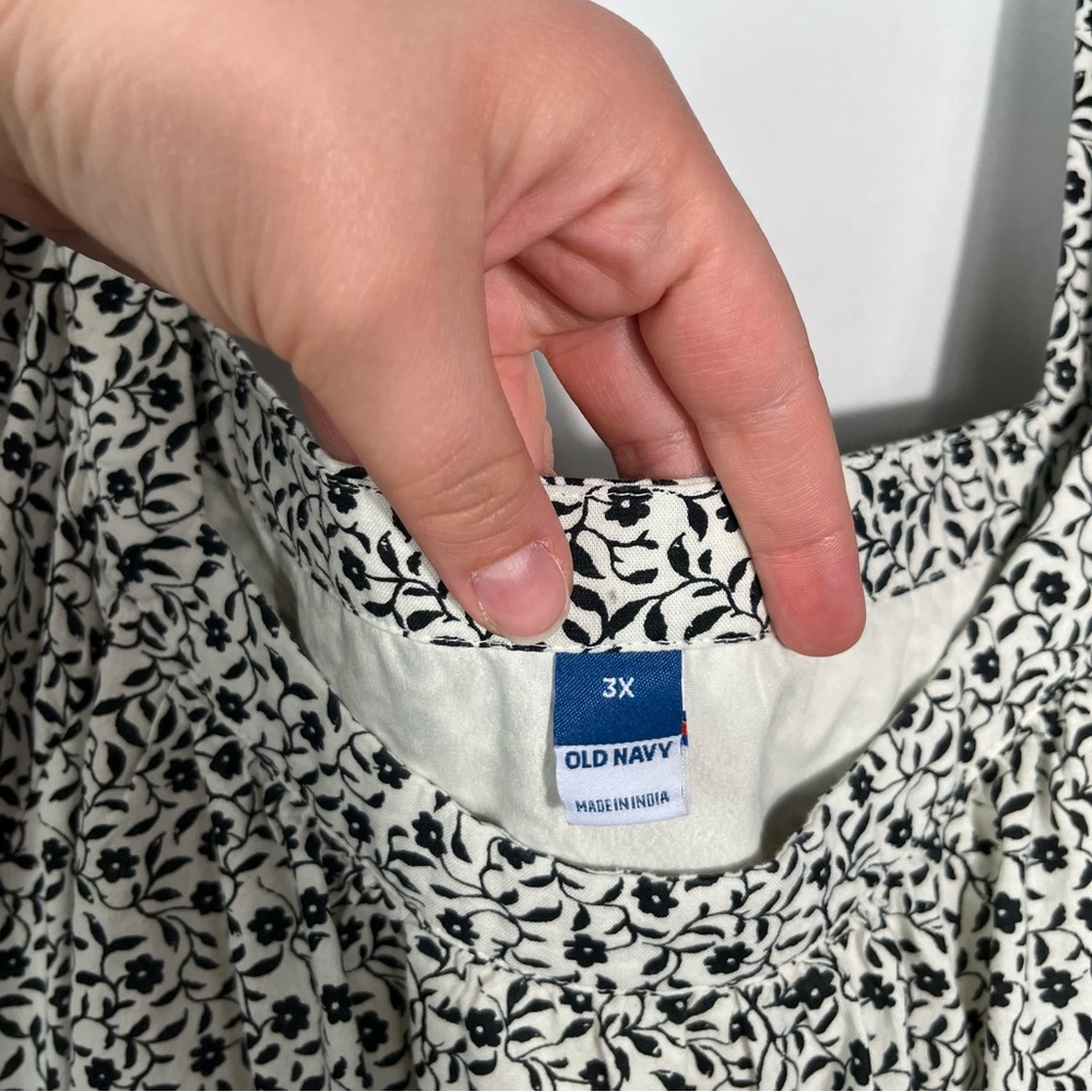 Old Navy Women’s Blue White Ditsy Floral Plus Size Puff Sleeve Knee Length Dress - Picture 5 of 7